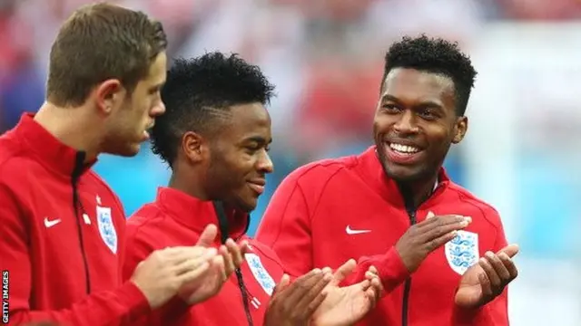 Jordan Henderson (left) with Raheem Sterling (centre) and Daniel Sturridge (right)