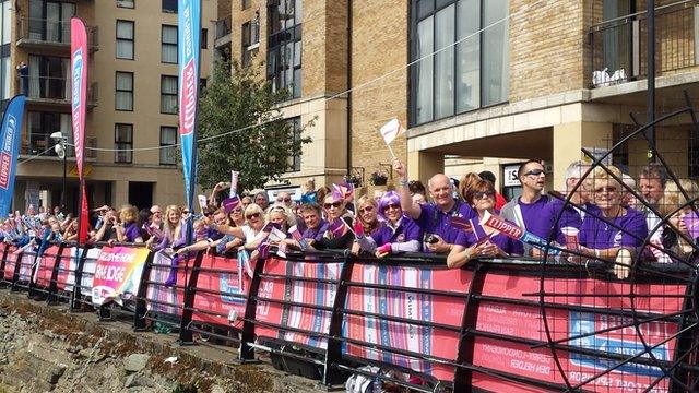 Thousands of people lined the quay to welcome the clipper crew