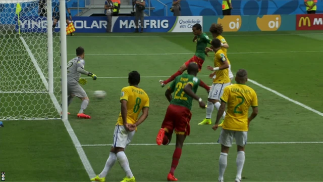 Joel Matip equalises for Cameroon against Brazil