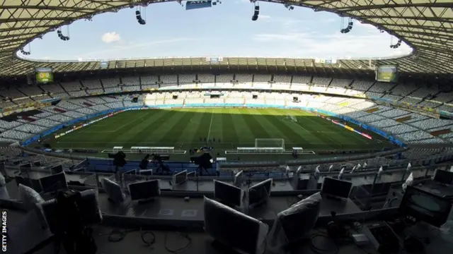 The view from the press seats at Estadio Mineirao in Belo Horizonte