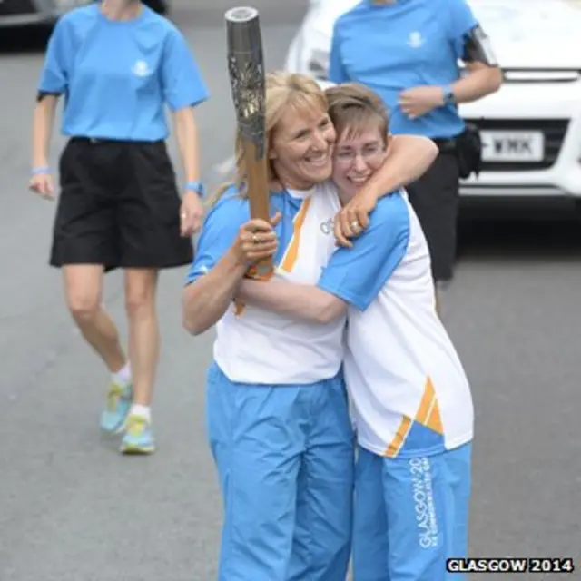 Suzanne McCouat (right with Queen's Baton)