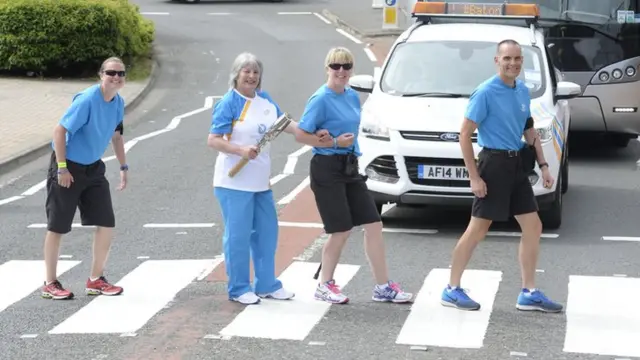 Linda McLeod with the baton in Alloa