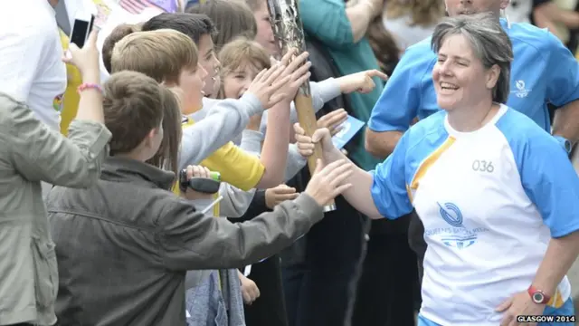 Fiona Sheridan with the baton in Alloa