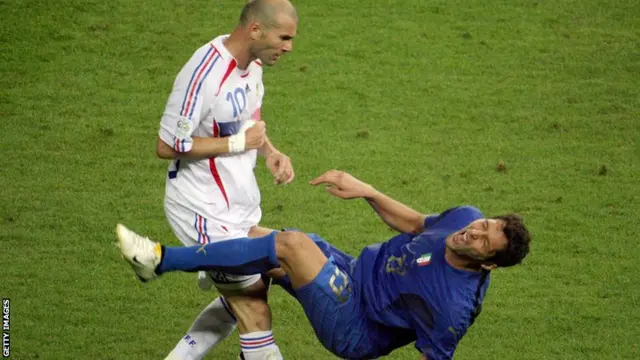 Zinedine Zidane and Marco Materazzi in the 2006 World Cup final