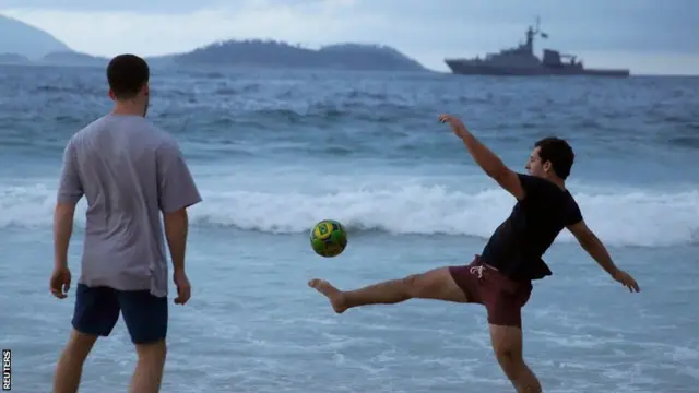 Fans on the beach in Rio