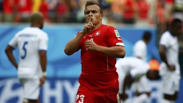 Shaqiri celebrates