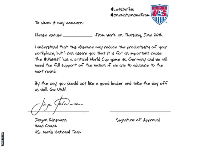 Jurgen Klinsmann's open letter