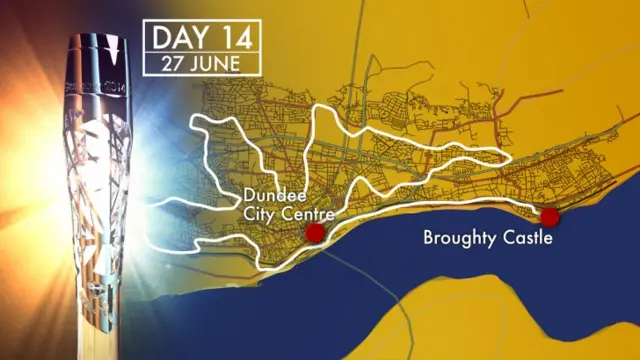 Baton relay route from Broughty Castle to Dundee City Centre