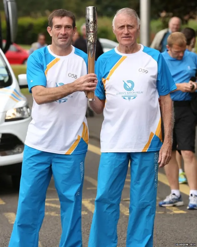 Thomas Smith hands the baton to Francis Jordon