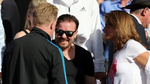 Ricky Gervais talks to Amelie Mauresmo on Centre Court