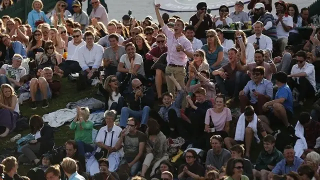 Fans watch from Henman Hill