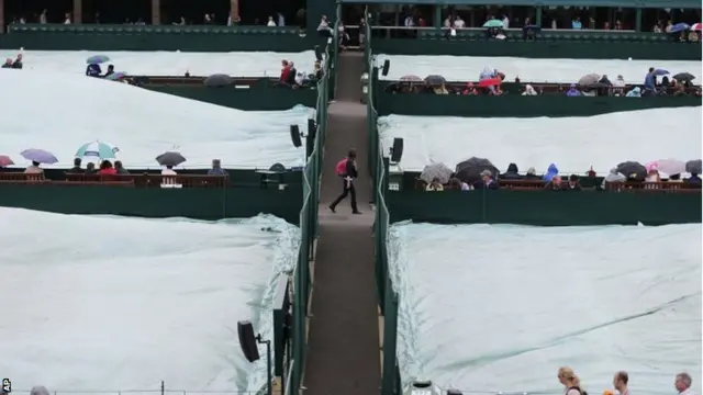 Covers on courts at Wimbledon