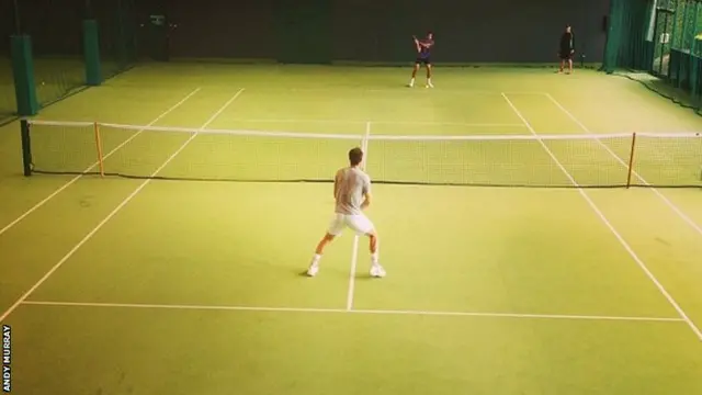 Andy Murray practicing indoors