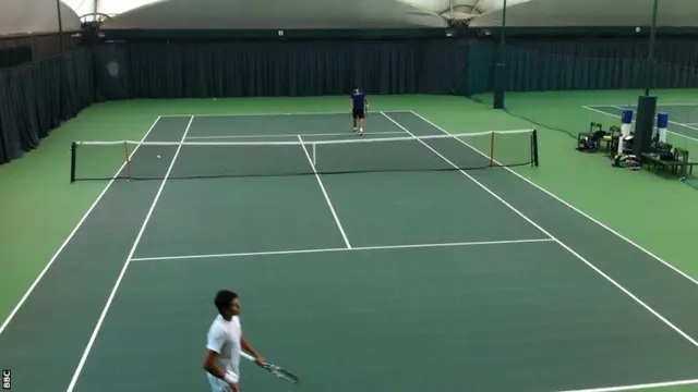 Players practise at Wimbledon