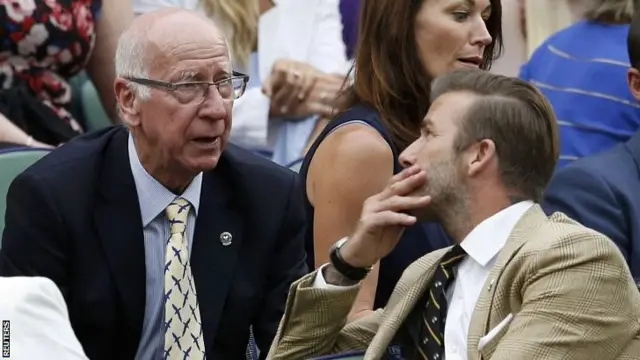 Sir Bobby Charlton and David Beckham on Centre Court