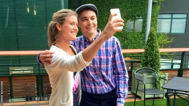 Eugenie Bouchard with Big Bang Theory star Jim Parsons