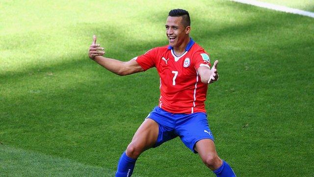 Alexis Sanchez equalises for Chile