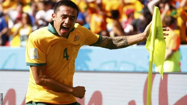 Tim Cahill celebrates