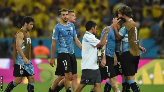 Sad Uruguay players