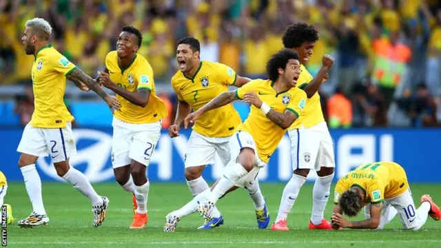 Brazil players celebrate