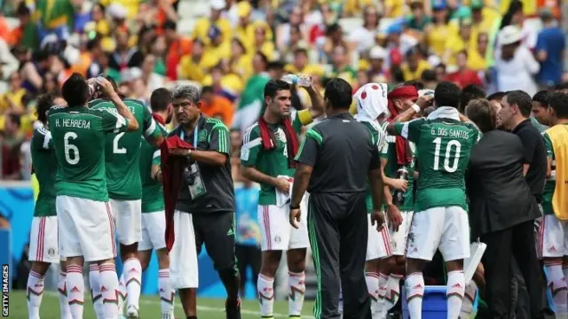 Mexico players drinking