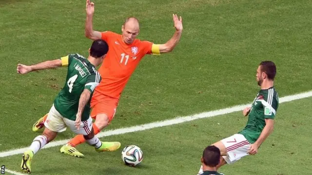 Arjen Robben is tackled