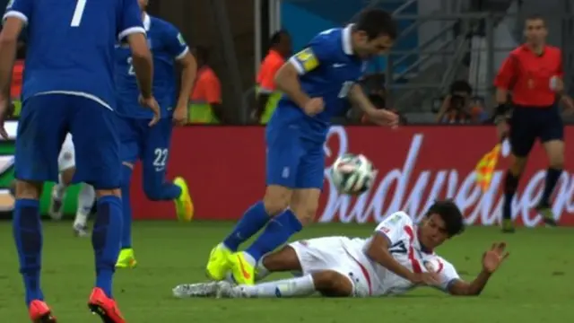 Tackle in Costa Rica v Greece