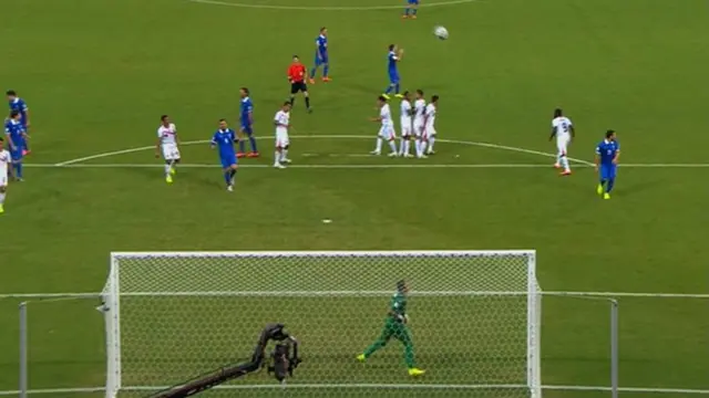 Giorgos Karagounis free-kick goes well over