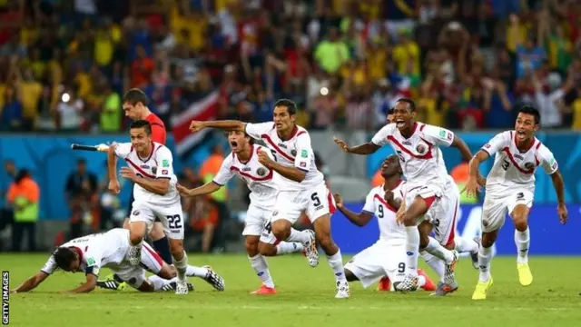 Costa Rica players celebrate