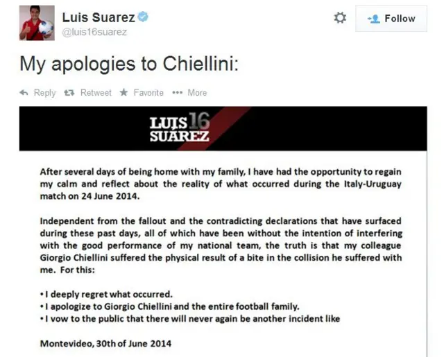 Luis Suarez statement