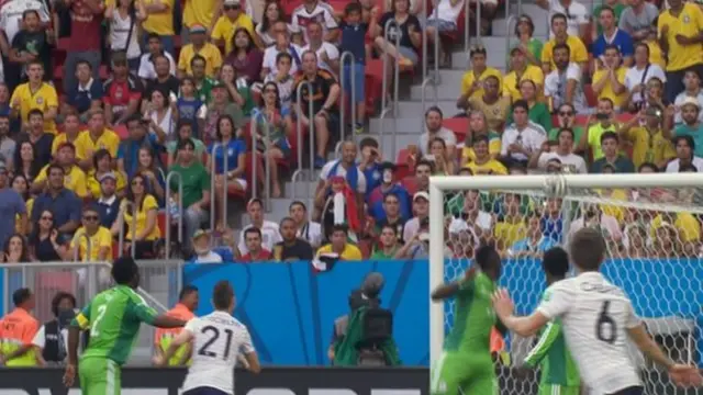 Yohan Cabaye thumps the ball against Nigeria's bar