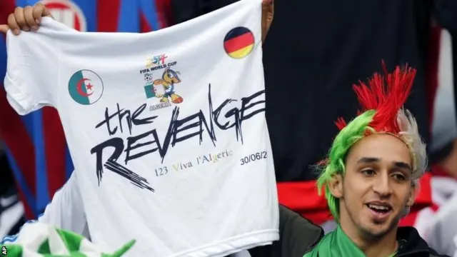 Algeria fan with revenge shirt