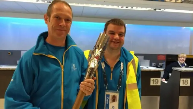 Baton checks in at Aberdeen airport