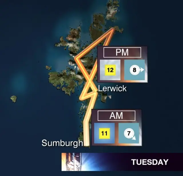 BBC weather map of Shetland