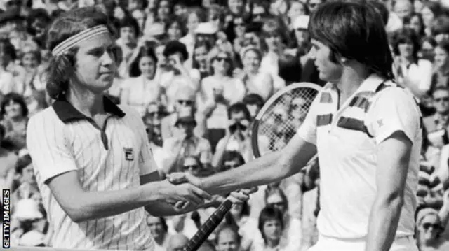 John McEnroe and Jimmy Connors in 1977