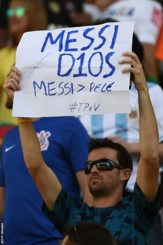 An Argentina fan shows his support for Lionel Messi