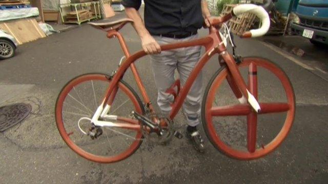 a wooden bike