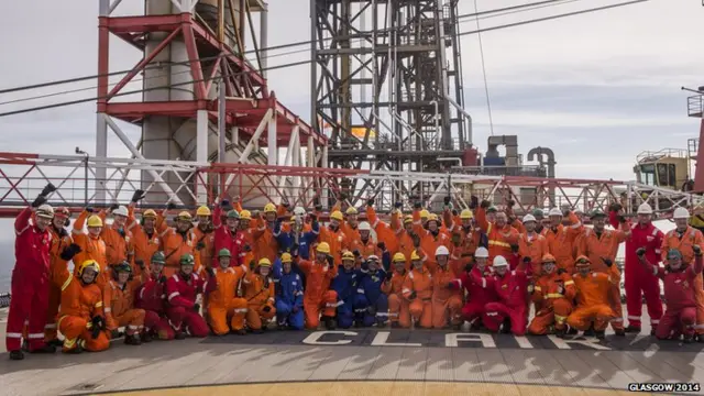 Workers on the Clair Oil Platform.