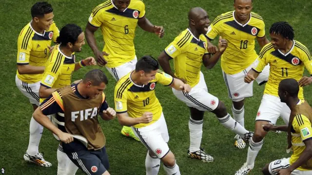 Colombia players celebrate