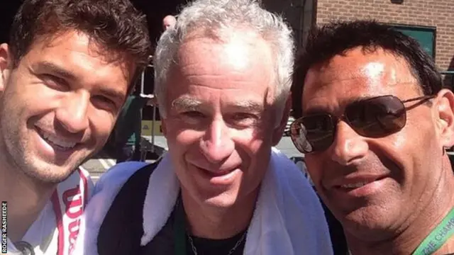 Grigor Dimitrov, John McEnroe and Roger Rasheed