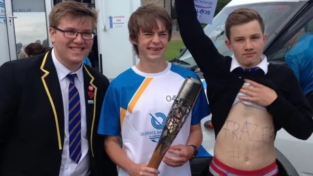 Baton bearer - Frazer Bushell with friends