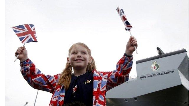 Amy Roslender, six, at the naming ceremony in Rosyth dockyard