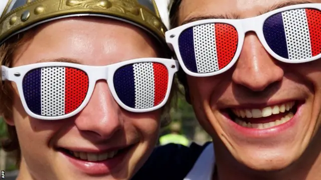 France fans before the World Cup quarter-final with Germany