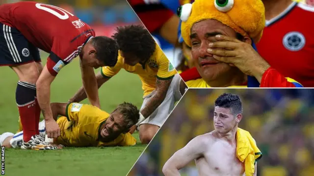 Neymar, James Rodriguez cry