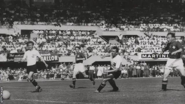 Action from Switzerland v Austria in 1954