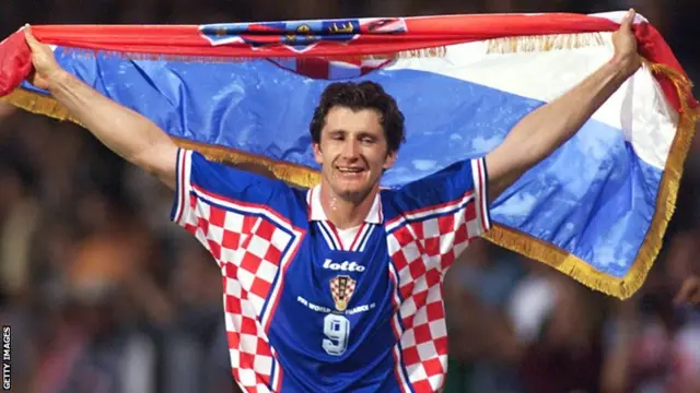 Davor Suker with Croatia flag