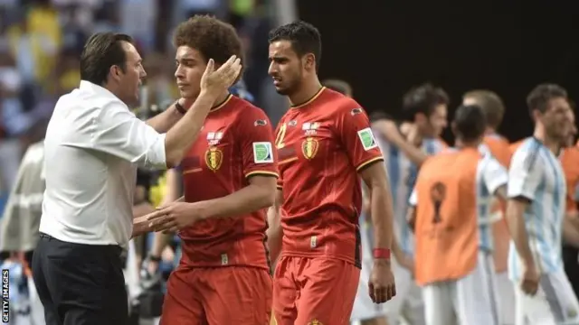 Marc Wilmots with Belgium players