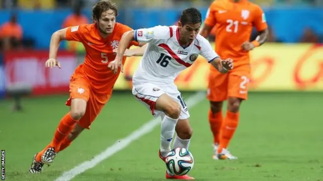 Costa Rica player on the ball