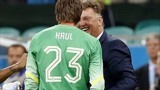 Tim Krul and Louis Van Gaal