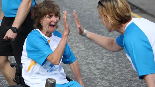 baton bearers Suzanne Player (left) and Linsey Hay in Aberfoyle